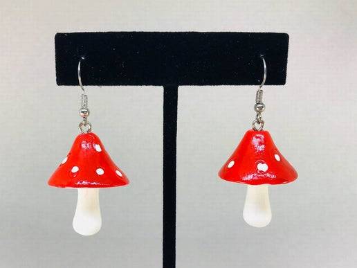 Large Red Mushroom Earrings