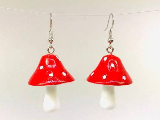 Large Red Mushroom Earrings