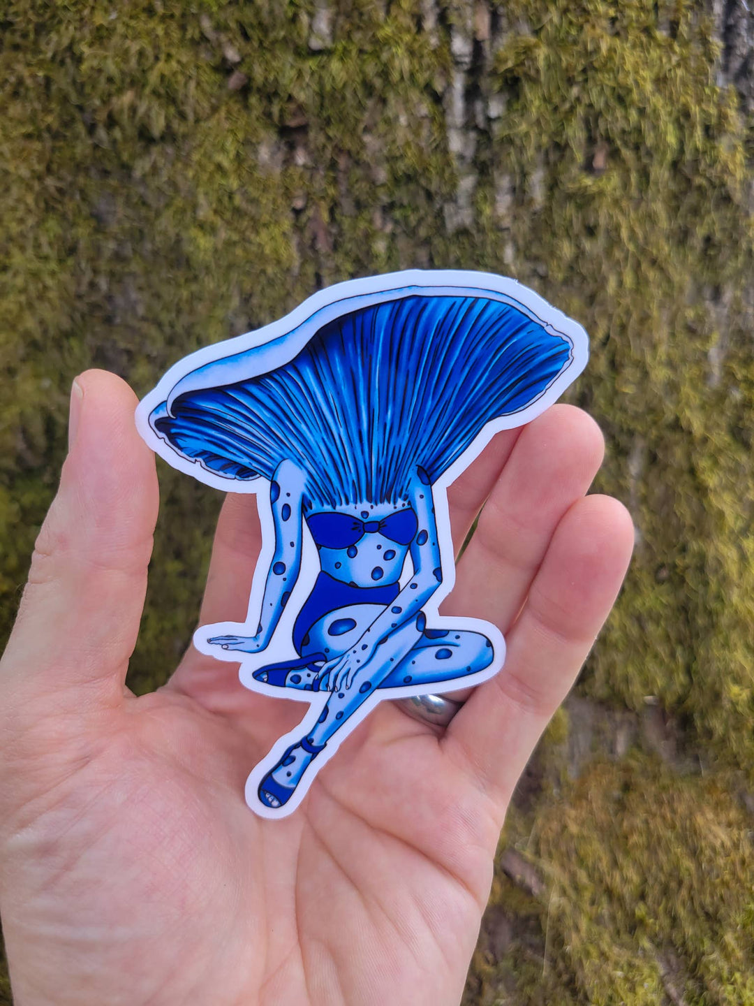 Lady Lactarius | Sexy Mushroom Pinup Girl Sticker: Clear Laminate