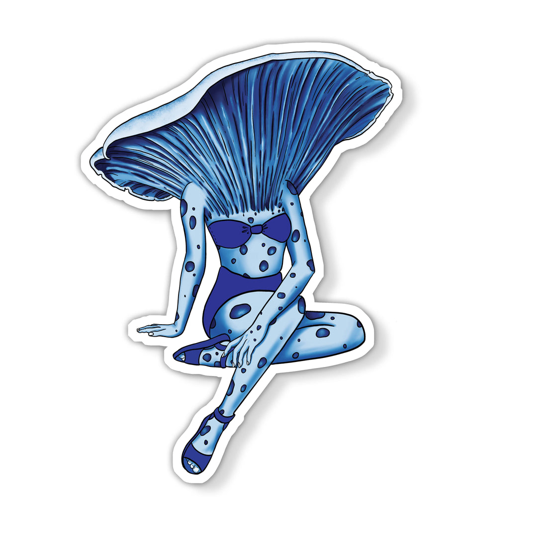 Lady Lactarius | Sexy Mushroom Pinup Girl Sticker: Holographic Laminate