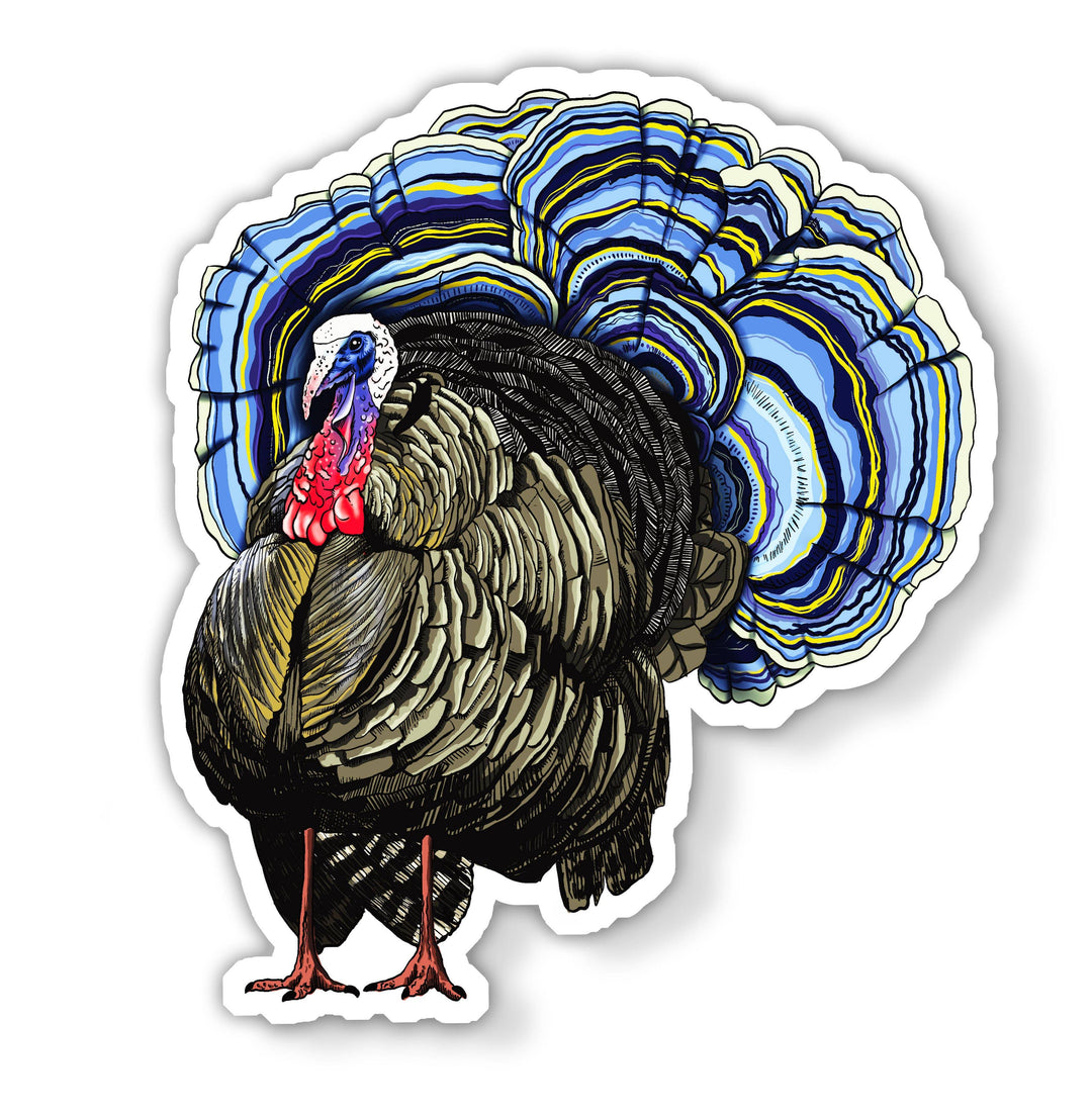 Turkey Tail | Funny Mushroom Sticker: Holographic Laminate