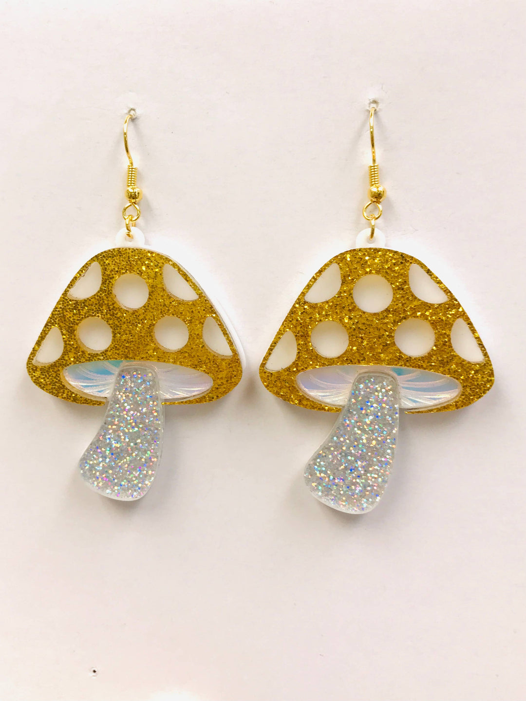 Golden Magic Mushroom Earrings