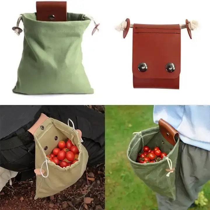 PU Leather Canvas Foraging Bag