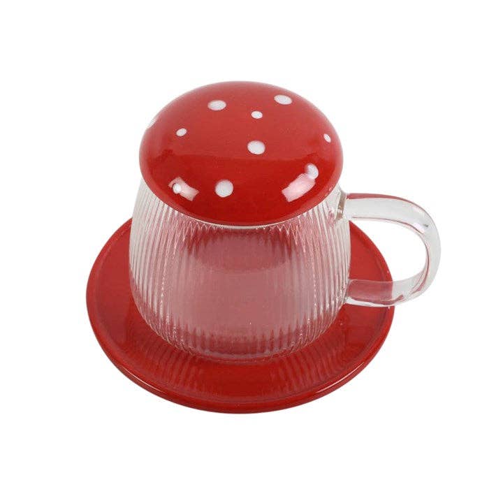 Glass Mushroom Mug and Saucer