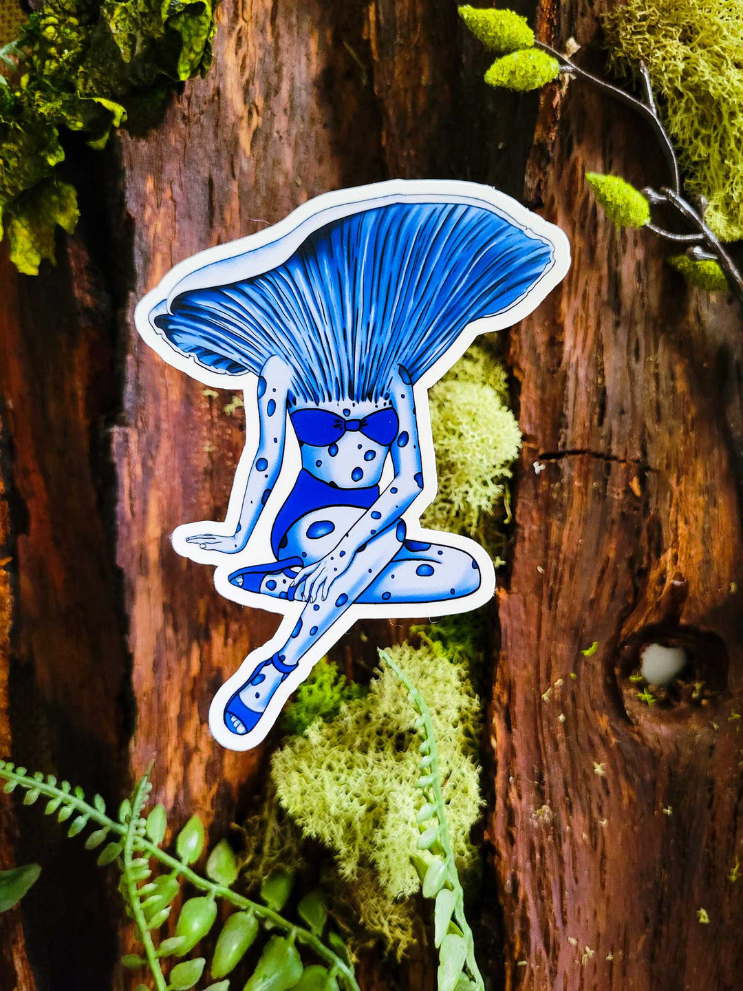 Lady Lactarius | Sexy Mushroom Pinup Girl Sticker: Clear Laminate