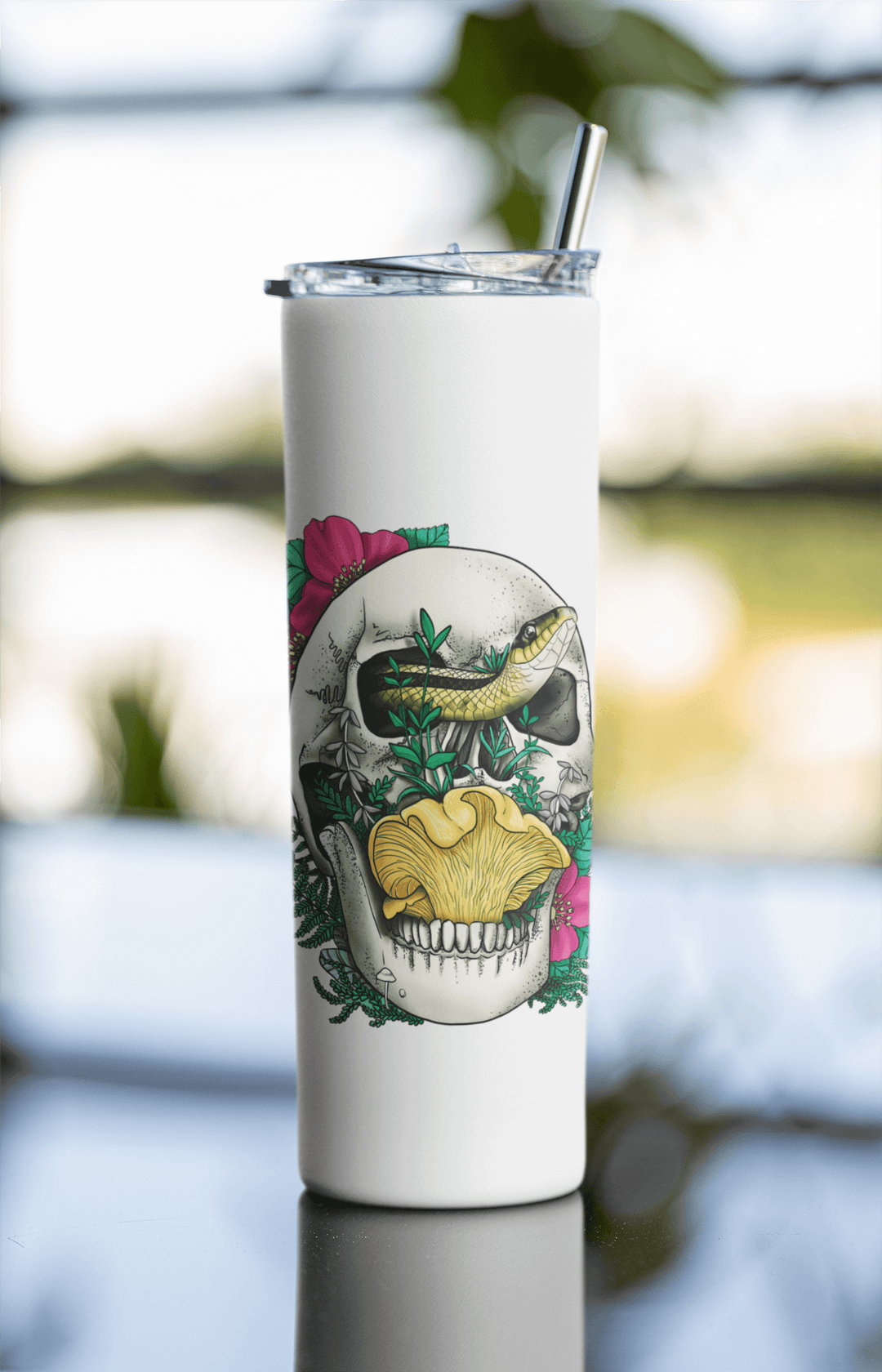 Skull, Snake and Chanterelle Mushroom | 20oz Skinny Tumbler