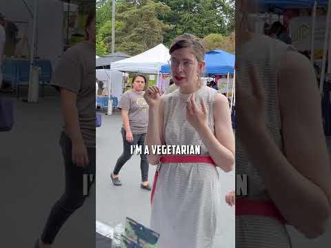 Person at market stall with Blue Oyster Mushroom Jerky